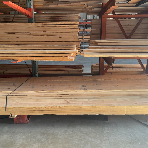 Lumber and supplies on display inside of Murfreesboro Hardware.
