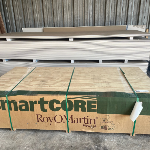 Lumber and supplies on display inside of Murfreesboro Hardware.