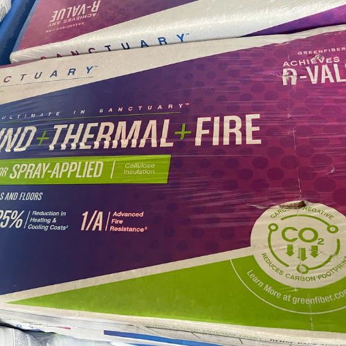 Insulation and supplies on display inside of Murfreesboro Hardware.