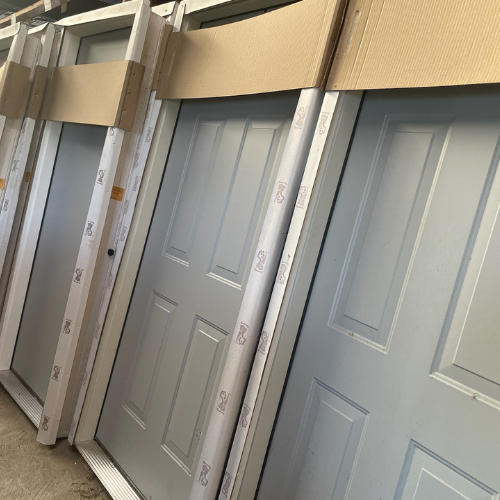 Doors and supplies on display inside of Murfreesboro Hardware.