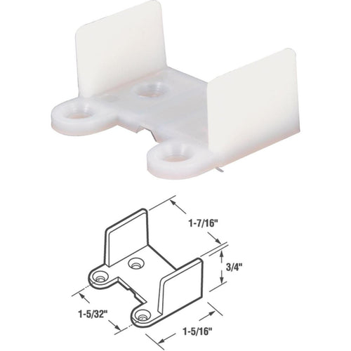 Prime-Line 1-7/16 In. x 3/4 In. White Nylon Single Pocket Door Guide