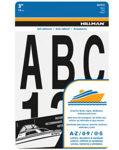 Hillman Adhesive Letter & Number Pack Black (3)