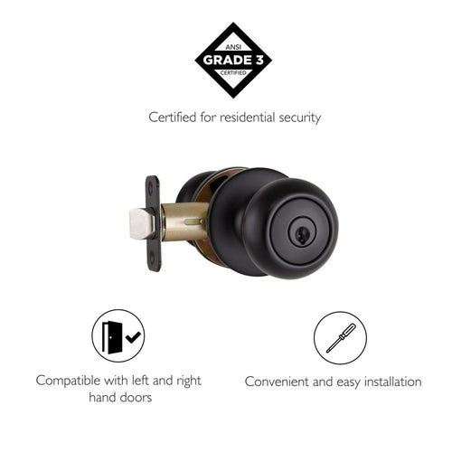 Design House Cambridge Keyed Entry Door Knob Matte Black